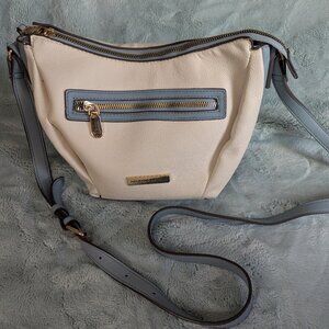 Adrienne Vittadini White/Bone and Blue Colorblock Crossbody